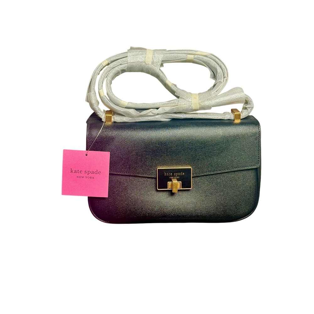 Kate Spade New York Black Leather‎ Twistlock Medium Shoulder Bag K8072